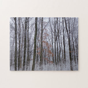 Schneebedeckte Wälder Winterlandschaft Fotografie Puzzle