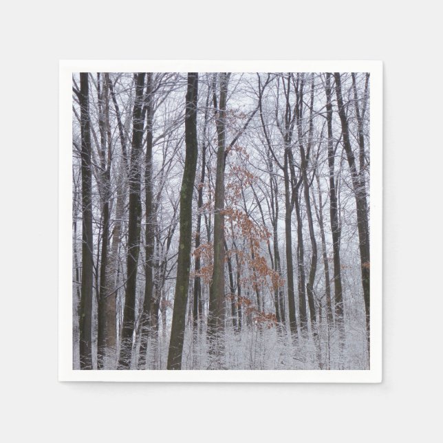 Schneebedeckte Wälder Winterlandschaft Fotografie Serviette (Vorderseite)