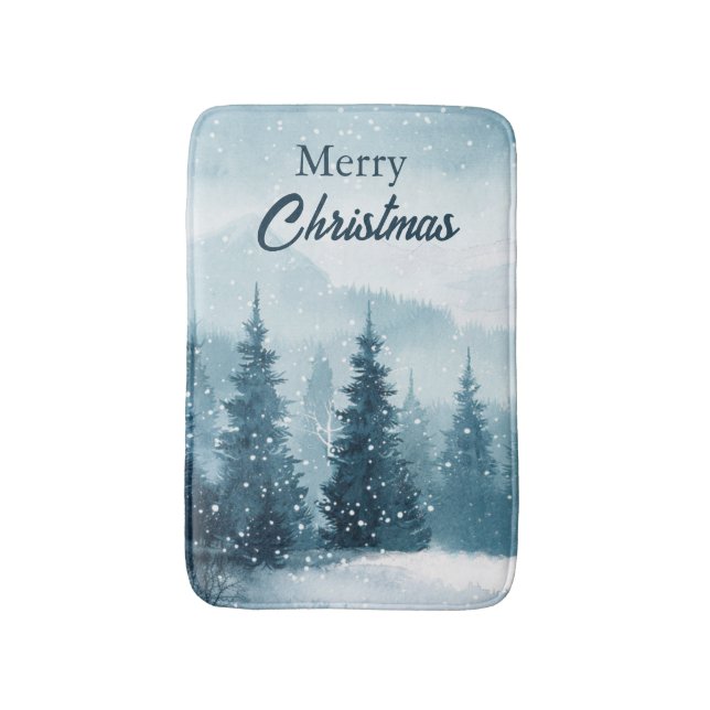 Schneebedeckte Weihnachtsbäume  Badematte (Vorderseite Vertikal)
