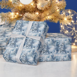 Schneebedeckte Weihnachtsbäume Geschenkpapier