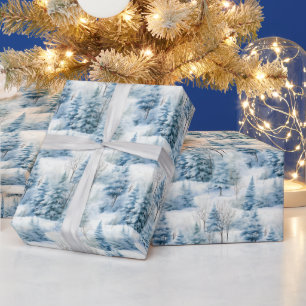 Schneebedeckte Weihnachtsbäume Geschenkpapier