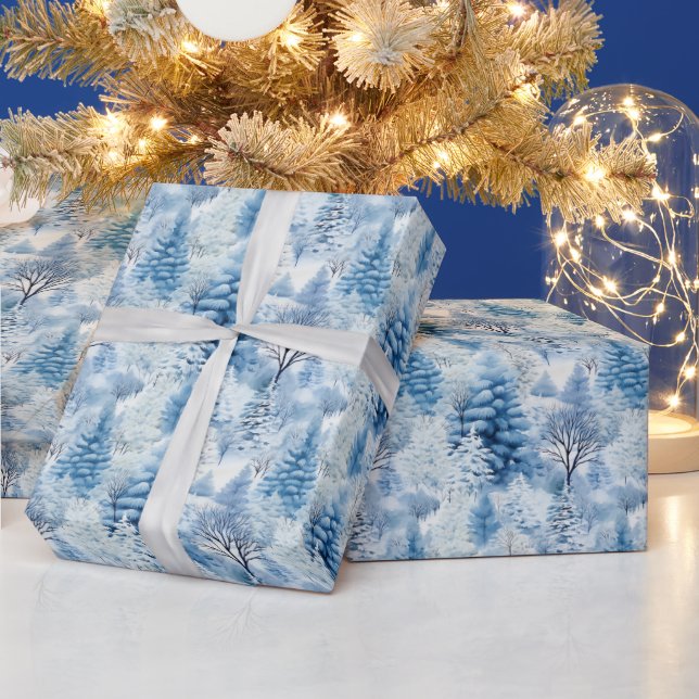 Schneebedeckte Weihnachtsbäume Geschenkpapier (Feiertage)