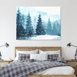 Schneebedeckte Weihnachtsbäume Leinwanddruck