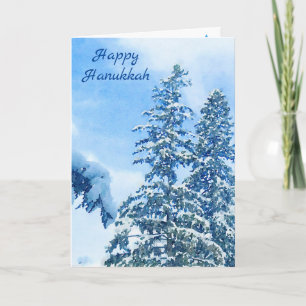 Schneebedeckte Winter Blue Pine Trees Ferienkarte Karte
