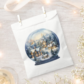 Schneebedeckte Winterhäuser Szene Schneekugel Geschenktütchen