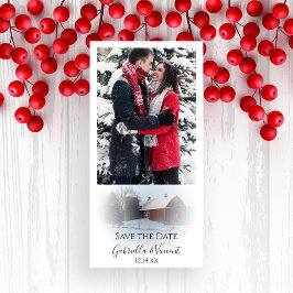 Schneebedeckte Winterhochzeit Save the Date