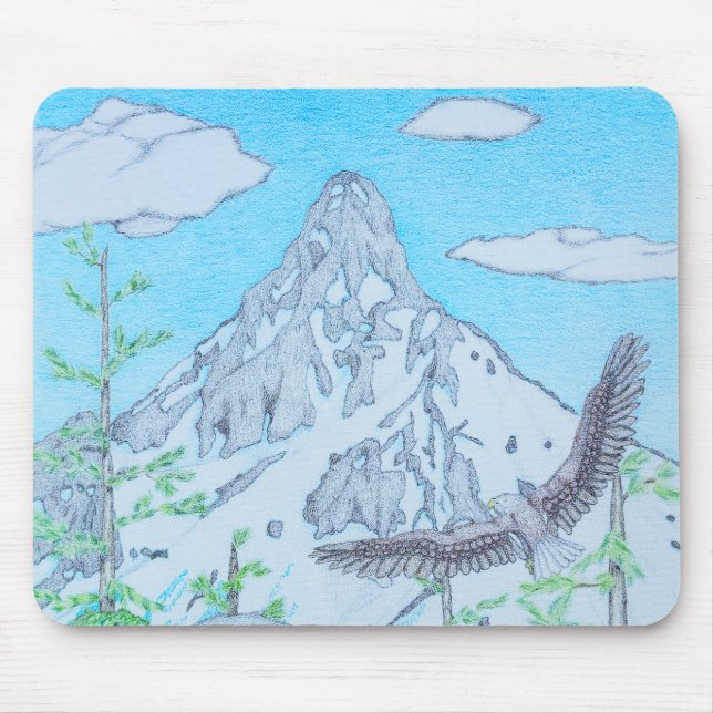 Schneebedeckter Berg & Adler Mousepad (Vorne)