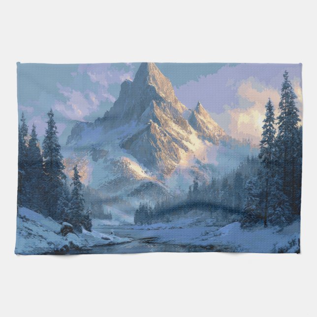 Schneebedeckter Berg Geschirrtuch (Horizontal)