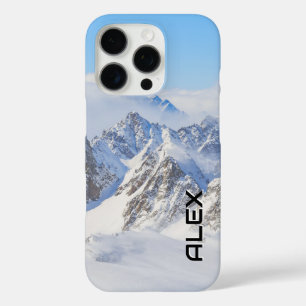 Schneebedeckter Berg unter strahlend blauem Himmel iPhone 16 Pro Hülle