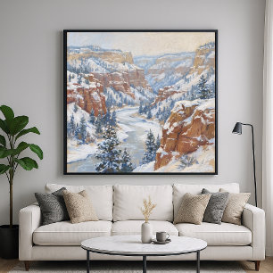Schneebedeckter Canyon - Pastell-Malstil Poster