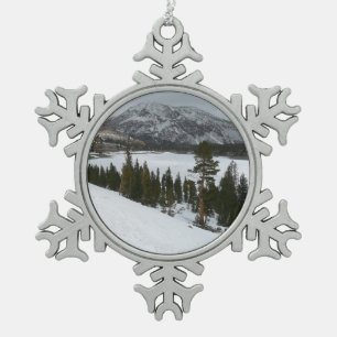 Schneebedeckter Ellery Lake Kalifornien Winterland Schneeflocken Zinn-Ornament