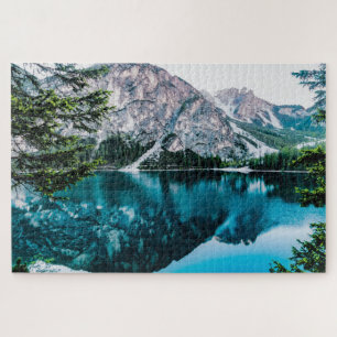 Schneebedeckter italienischer Bergsee-Landschafts- Puzzle
