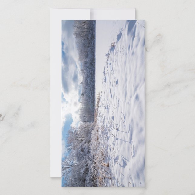 Schneebedeckter Teich und Wälder in Salem Hills (Vorderseite)