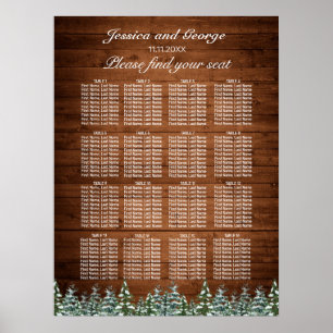 Schneebedeckter Wald Forst Land Sitzplan 16 Tische Poster