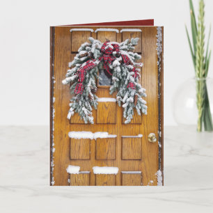 schneebedeckter Weihnachtskiefer Feiertagskarte