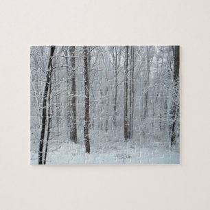 Schneebedeckter Weißer Pappelwald Puzzle