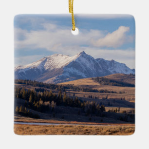 Schneebedeckter Yellowstone-Ornament Keramikornament