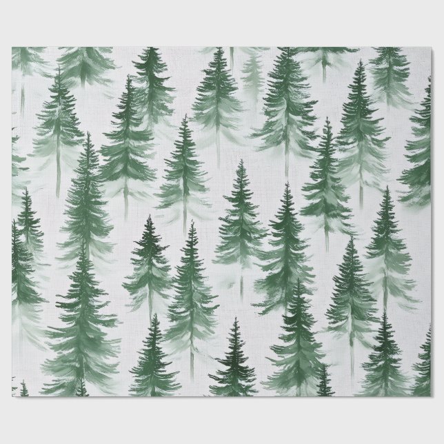 Schneebedecktes Bäume-Wrap-Papier Geschenkpapier (Flach)