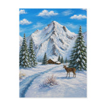 Schneebedecktes Bergtal-Postkarte
