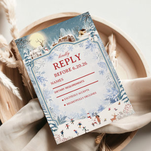 Schneebedecktes Dorf im Winter RSVP Karte
