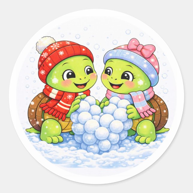 Schneebedecktes Herz Runder Aufkleber (Vorderseite)