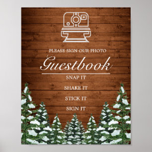 Schneebedecktes Holz & Wald Foto-Gästebuch Hochzei Poster
