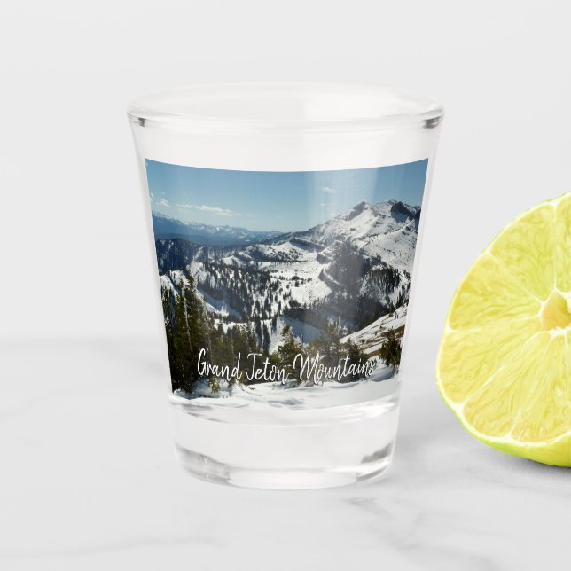 Schneebedeckungen des Grand Teton Mountains II Fot Schnapsglas (Vorderseite)