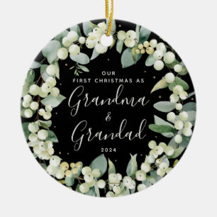Schneebeerenerstes Weihnachten als Großeltern Foto Keramik Ornament