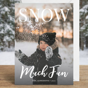 Schneebeißer Spaß Winterurlaub Familienfoto Feiertagskarte
