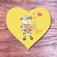 Schneebell die Kuh , in Liebe , gelbe Herzkleber