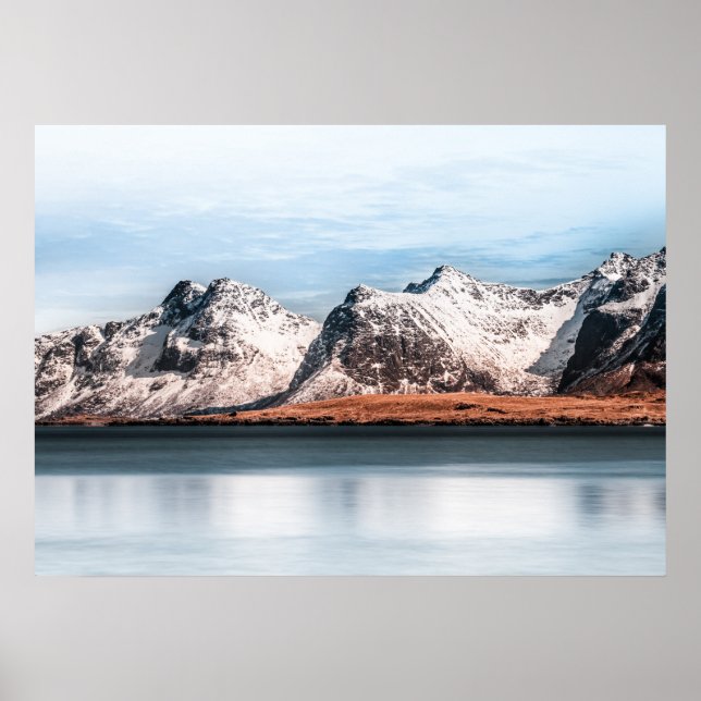 Schneeberg Lofoten Landschaftliches Foto Poster (Vorne)