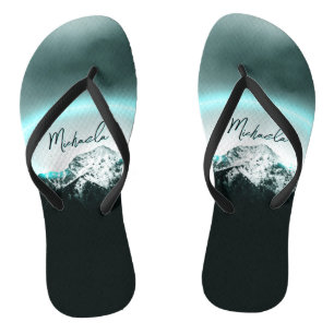 Schneeberg mysteriös blaues Neonlicht-Monogramm Flip Flops
