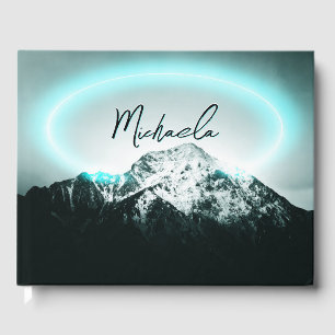 Schneeberg mysteriös blaues Neonlicht-Monogramm Gästebuch