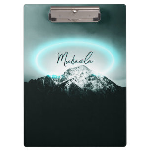 Schneeberg mysteriös blaues Neonlicht-Monogramm Klemmbrett