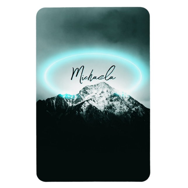 Schneeberg mysteriös blaues Neonlicht-Monogramm Magnet (Vertikal)