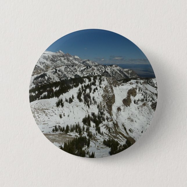 Schneeberge Gipfel des Großen Tetons I Fotografie Button (Vorderseite)