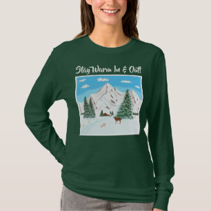 Schneeberge Langarm Grün T-Shirt