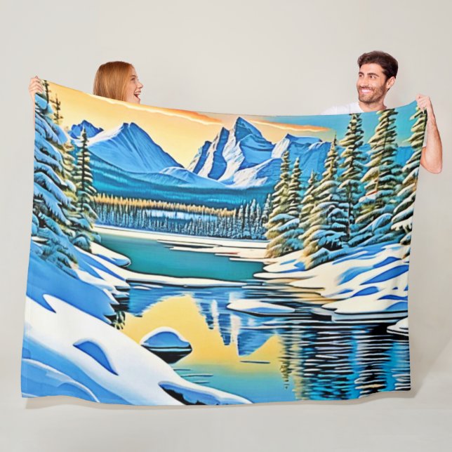 Schneeberge Reflektion Fleecedecke (Beispiel)
