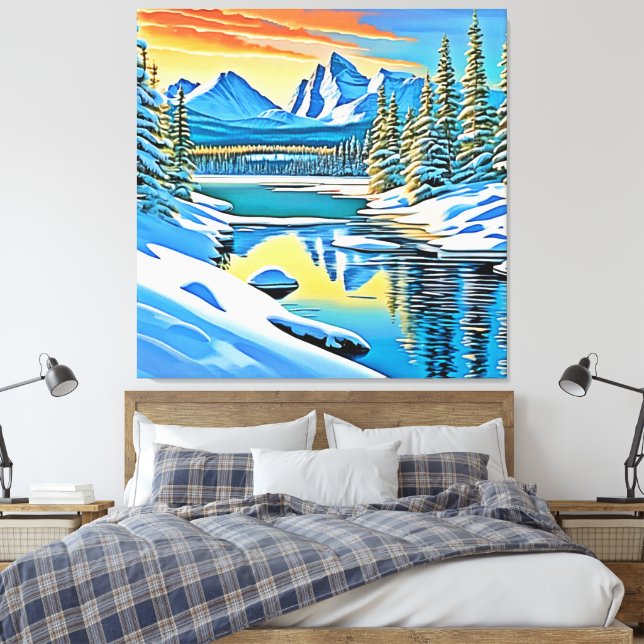 Schneeberge Reflektion Leinwanddruck (Insitu (Schlafzimmer))