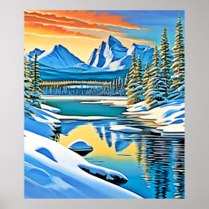 Schneeberge Reflektion Poster