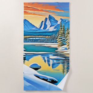 Schneeberge Reflektion Strandtuch