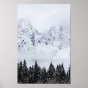 Schneeberge und Fichtenwald Poster