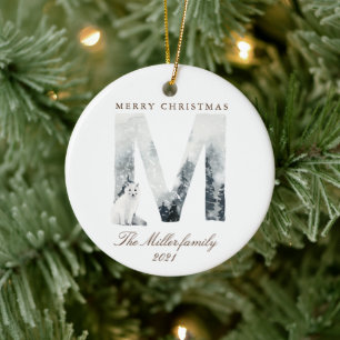 Schneeberge Waldtiere Urlaub Keramik Ornament