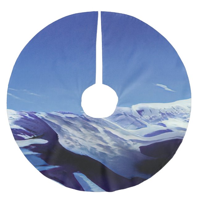 Schneeberge, Winterpanorama Polyester Weihnachtsbaumdecke (Vorderseite)