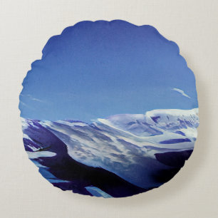 Schneeberge, Winterpanorama Rundes Kissen