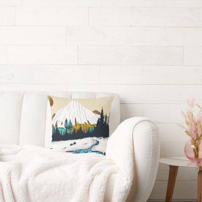 Schneeberggipfel und Swansee, ruhige Winterlandsch Kissen (Liege)