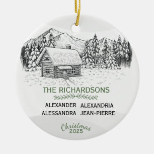 Schneebergische Winterholzkabine X 4 Keramik Ornament