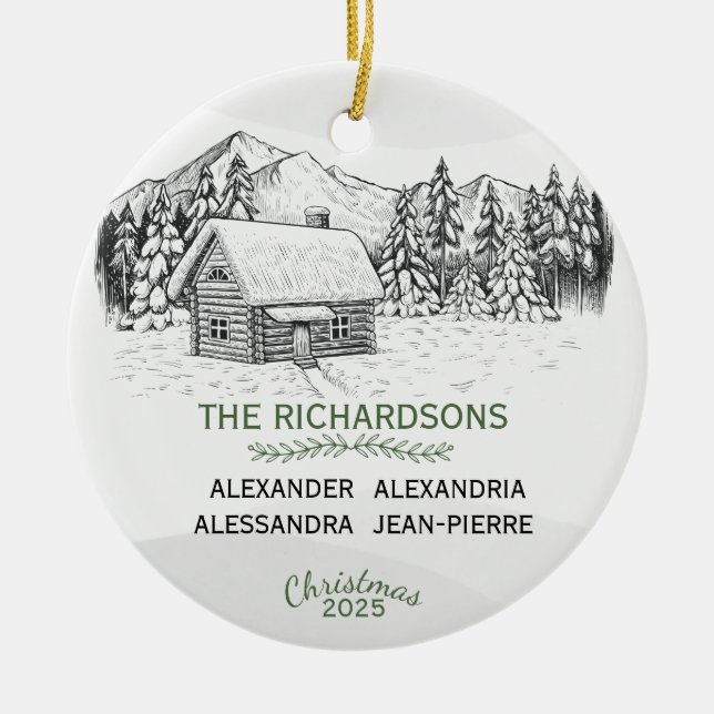 Schneebergische Winterholzkabine X 4 Keramik Ornament (Vorne)