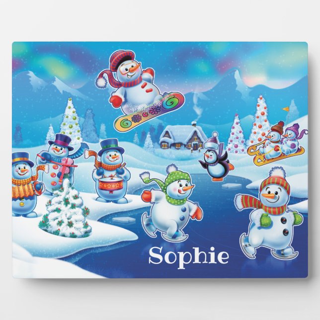 Schneebewohner Winter Wunderland Plakette & Aasel Fotoplatte (Vorderseite)