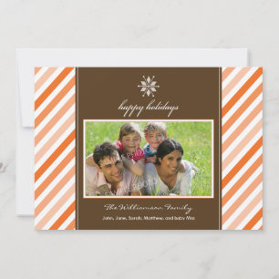 Schneeblatt-Band Familien-Feiertagskarte (orange) Feiertagskarte